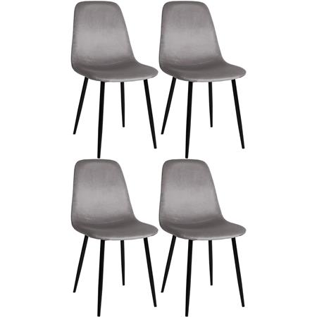 Set van 4 Vergaderstoelen NAIPES, Stevig en Comfortabel, Zwarte Poten, Grijs Fluweel