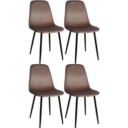 Set van 4 Vergaderstoelen NAIPES, Stevig en Comfortabel, Zwarte Poten, Bruin Fluweel