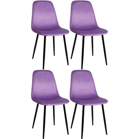 Set van 4 Vergaderstoelen NAIPES, Stevig en Comfortabel, Zwarte Poten, Paars Fluweel