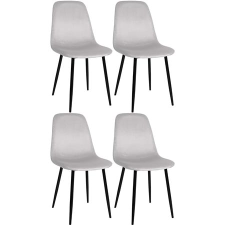 Set van 4 Vergaderstoelen NAIPES, Stevig en Comfortabel, Zwarte Poten, Beige Fluweel