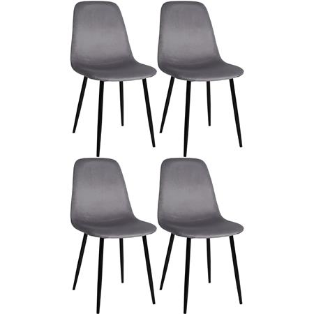 Set van 4 Vergaderstoelen NAIPES, Stevig en Comfortabel, Zwarte Poten, Donkergrijs Fluweel