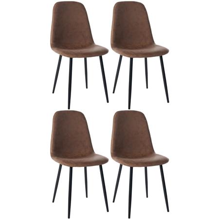 Set van 4 Vergaderstoelen NAIPES, Stevig en Comfortabel, Zwarte Poten, bruin Vintage Leder