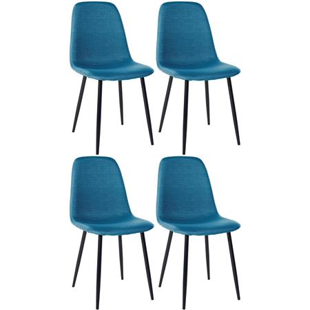 Set van 4 Vergaderstoelen NAIPES, Stevig en Comfortabel, Zwarte Poten, Blauwe Stof