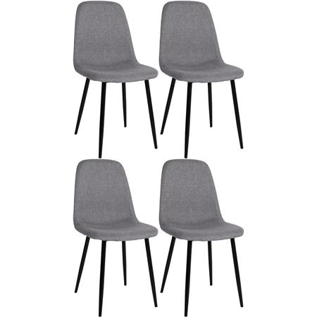 Set van 4 Vergaderstoelen NAIPES, Stevig en Comfortabel, Zwarte Poten, Donkergrijze Stof