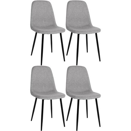 Set van 4 Vergaderstoelen NAIPES, Stevig en Comfortabel, Zwarte Poten, Lichtgrijze Stof