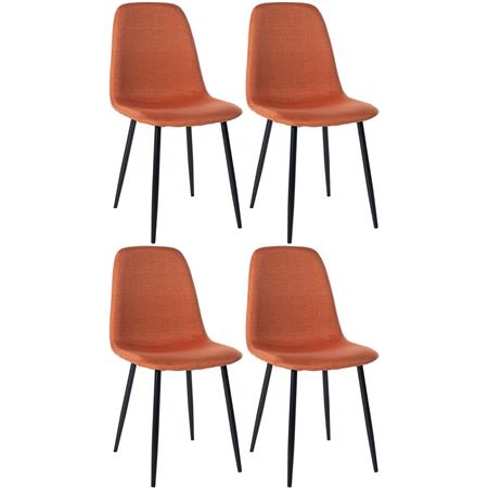 Set van 4 Vergaderstoelen NAIPES, Stevig en Comfortabel, Zwarte Poten, Oranje Stof