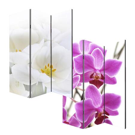 DEMO# Scheidingswand met 3 panelen VINTAGE ORCHIDEEN, 180x120x2,5cm, Houten Structuur