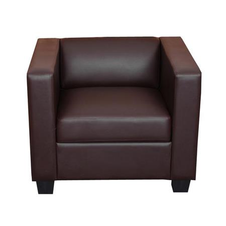 Fauteuil BASIL, Elegant Ontwerp, Groot Zitcomfort, in Leder, Kleur Bruin