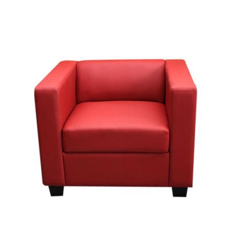 Fauteuil BASIL, Elegant Ontwerp, Groot Zitcomfort, in Leder, Kleur Rood