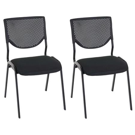 Set van 2 Vergaderstoelen NAPOLI, Veelzijdig en Comfortabel, Metalen Frame, Zwarte Bekleding en Zwarte Poten