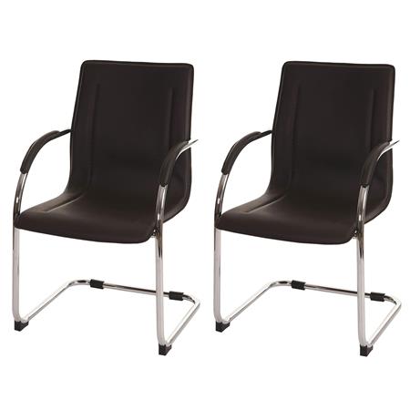 Set van 2 Vergaderstoelen ZEUS, Metalen frame, Exclusief ontwerp en bekleed met Bruin Leder