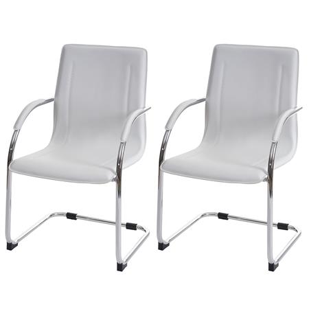 Set van 2 Vergaderstoelen ZEUS, Metalen frame, Exclusief ontwerp en bekleed met Wit Leder