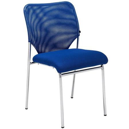 Vergaderstoel JAMAICA, Zonder Armleuningen, Stevig en Comfortabel, Ademend Mesh in de Kleur Blauw