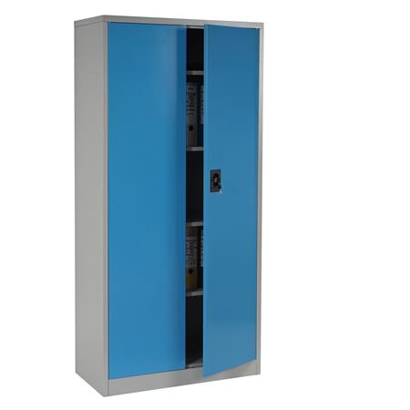 Metalen Archiefkast EDITH 2 DEUREN, 180x85x40 cm, in Staal, Kleur Blauw