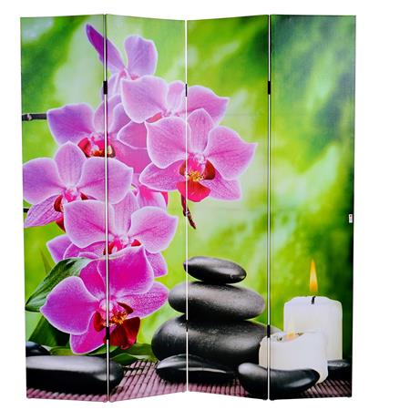 Scheidingswand LED met BLOEMEN motief, 180x160x2,5cm, Heel Praktisch, Houten Structuur