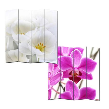 Scheidingswand met 4 panelen VINTAGE ORCHIDEEN, 180x160x2,5cm, Houten Structuur