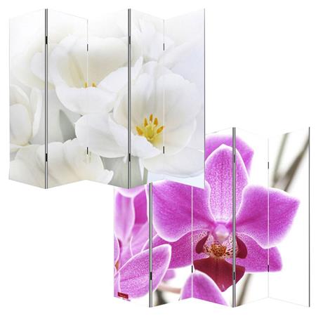 Scheidingswand met 5 panelen VINTAGE ORCHIDEEN, 180x200x2,5cm, Houten Structuur