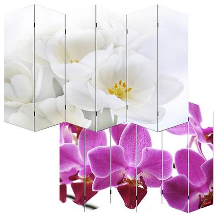 Scheidingswand met 6 panelen VINTAGE ORCHIDEEN, 180x240x2,5cm, Houten Structuur