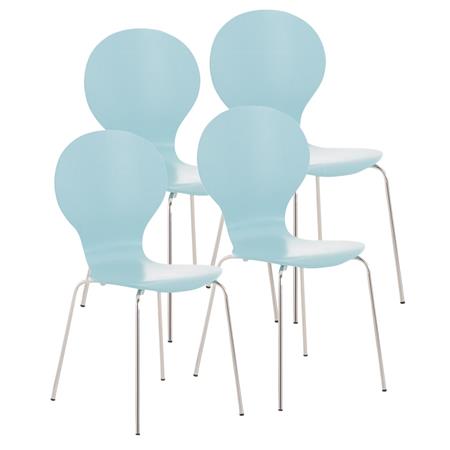 Set 4 Vergaderstoelen CARVALLO, Metalen Structuur, Stapelbaar, Blauw