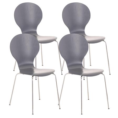 Set 4 Vergaderstoelen CARVALLO, Metalen Structuur, Stapelbaar, Grijs