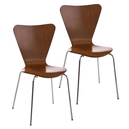 Set van 2 Vergaderstoelen HERCULES, Metalen Structuur, Stapelbaar, Kleur Kersenhout