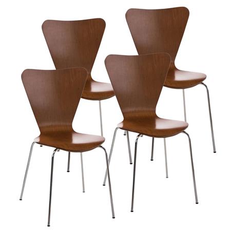 Set van 4 Vergaderstoelen HERCULES, Metalen Structuur, Stapelbaar, Kleur Kersenhout