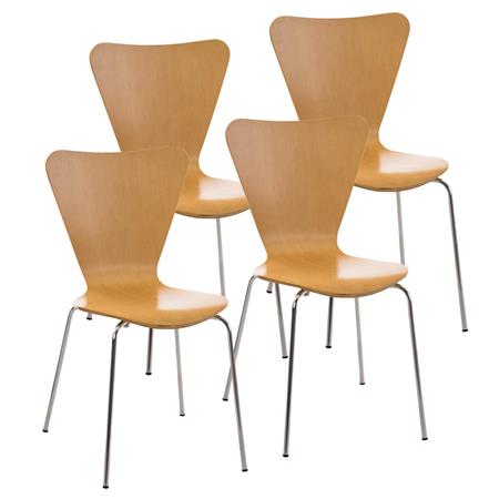 Set van 4 Vergaderstoelen HERCULES, Metalen Structuur, Stapelbaar, Kleur Beukenhout