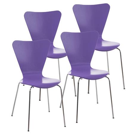 Set van 4 Vergaderstoelen HERCULES, Metalen Structuur, Stapelbaar, Kleur Paars