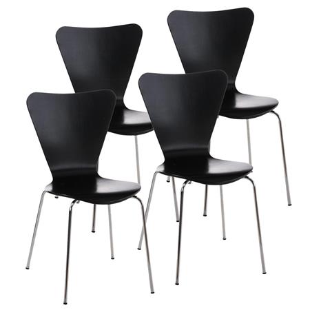 Set van 4 Vergaderstoelen HERCULES, Metalen Structuur, Stapelbaar, Kleur Zwart