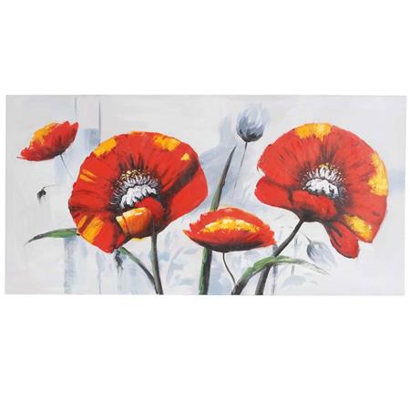 Olieverfschilderij PAPAVER, Hand Geschilderd, 70x140 cm