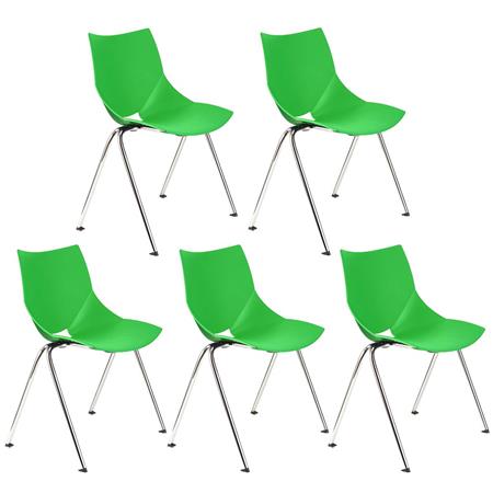 Set van 5 Vergaderstoelen AMIR, Handig en Praktisch, Stapelbaar, Kleur Groen