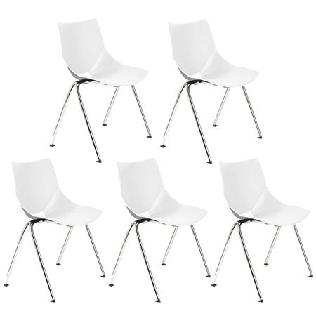 Set van 5 Vergaderstoelen AMIR, Handig en Praktisch, Stapelbaar, Kleur Wit