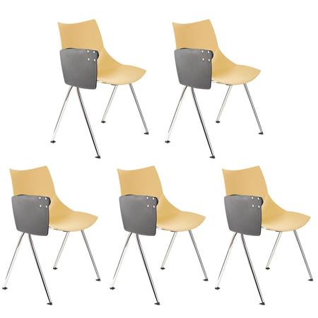 Set van 5 Vergaderstoelen AMIR met Klaptafeltje, Handig en Praktisch, Kleur Beige