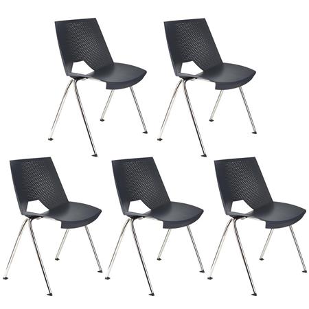 Set van 5 Vergaderstoelen ENZO, Comfortabel en Praktisch, Stapelbaar, kleur Grijs