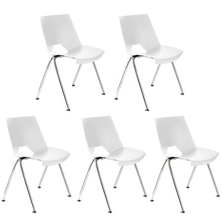 Set van 5 Vergaderstoelen ENZO, Comfortabel en Praktisch, Stapelbaar, kleur Wit