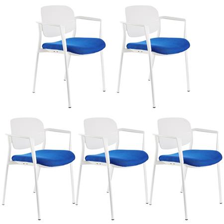 Set van 5 Vergaderstoelen ERIC, Comfortabel en Praktisch, Stapelbaar, Kleur Blauw