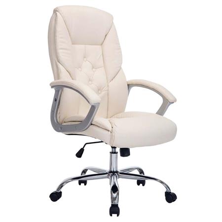 Directiestoel DIONE PRO, Elegant Ontwerp, Dikke Vulling, Belastbaar tot 210 kg, in Beige Leder