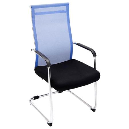 Vergaderstoel BRAMEN, Metalen Frame, met Mesh Rugleuning, Zwart/Blauw