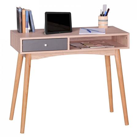 Computertafel MEGAN, Scandinavisch Design, Afmetingen 90x45x78 cm, in Hout, Kleur Eik