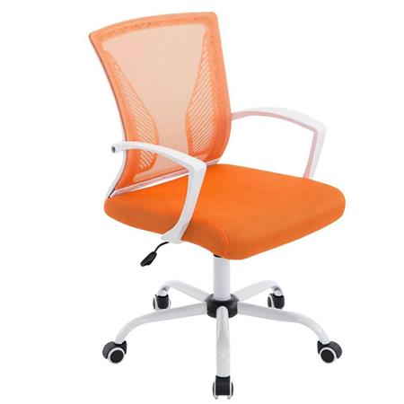 Bureaustoel CUBA WHITE, Metalen onderstel, van ademend Mesh in de kleur Oranje