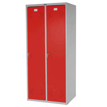 Metalen Locker FRIDA, 183x81x50 cm, 2 Deuren, Kleur Rood