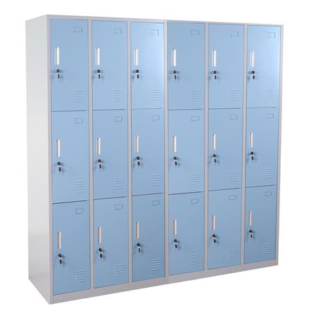 Metalen Lockerkast EVELYN, 180x180x50 cm, 18 Kluisjes met Slot, Kleur Blauw