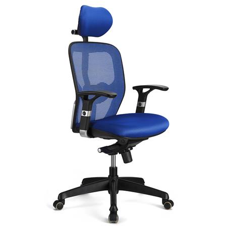 Ergonomische Bureaustoel FELIX PRO, Verstelbare Lendensteun, Gebruik 8h, Blauw