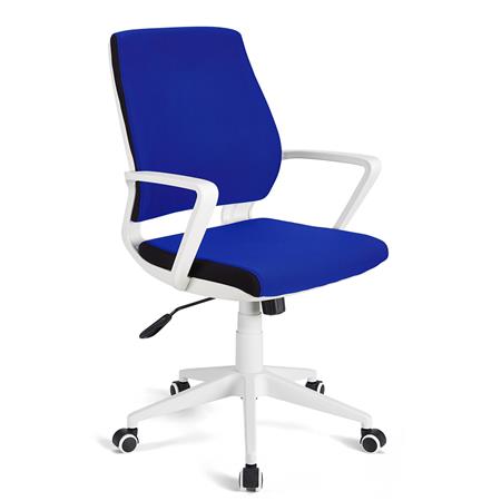 Bureaustoel IRMA, Wit frame, Kantelmechanisme, Stoffen bekleding in de kleur Blauw