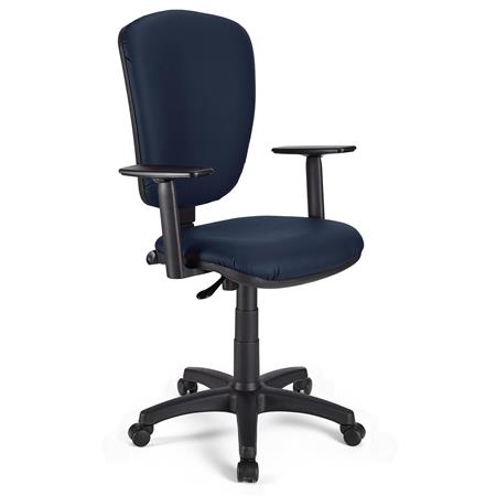 Bureaustoel CALIPSO PLUS LEDER, Verstelbare Rugleuning en Armleuningen, Stevig model, Blauw