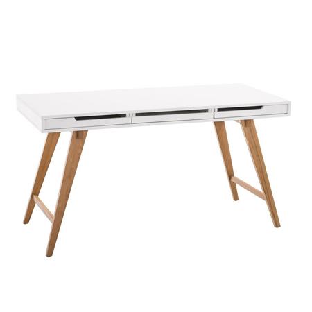 Bureau PROTON XL, Scandinavisch Ontwerp, Afmetingen 140x60x75 cm, van Hout kleur Wit/Eiken