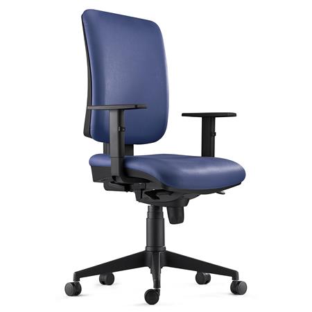 Ergonomische bureaustoel PIERO, met Verstelbare Armleuningen, Echt Leder, Kleur Blauw