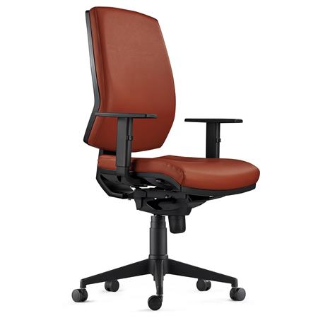 Ergonomische Bureaustoel OLIVER, Echt Leder Kleur Bruin, Gebruik 8h, Dik Kussen