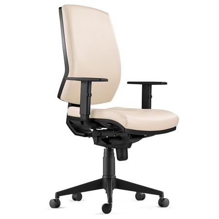 Ergonomische Bureaustoel OLIVER, Beige Leder, Gebruik 8h, Dik Kussen