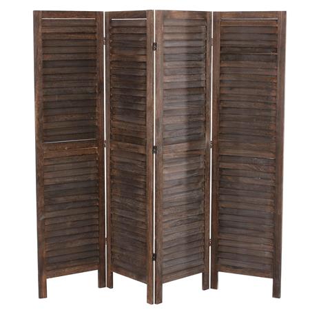 Scheidingswand met 4 panelen LEO, 182x170x2cm, Vintagestijl, In Bruin Hout